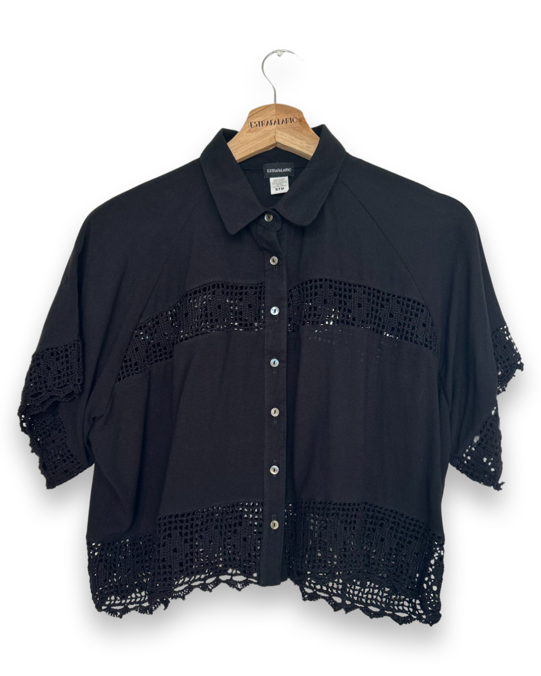 BLUSA CORTA TEJIDO SUASI NEGRO