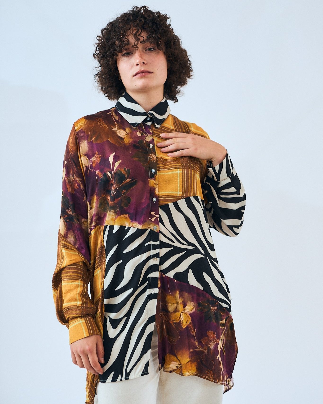 ATICA PRINTED EMBROIDERED BLOUSE
