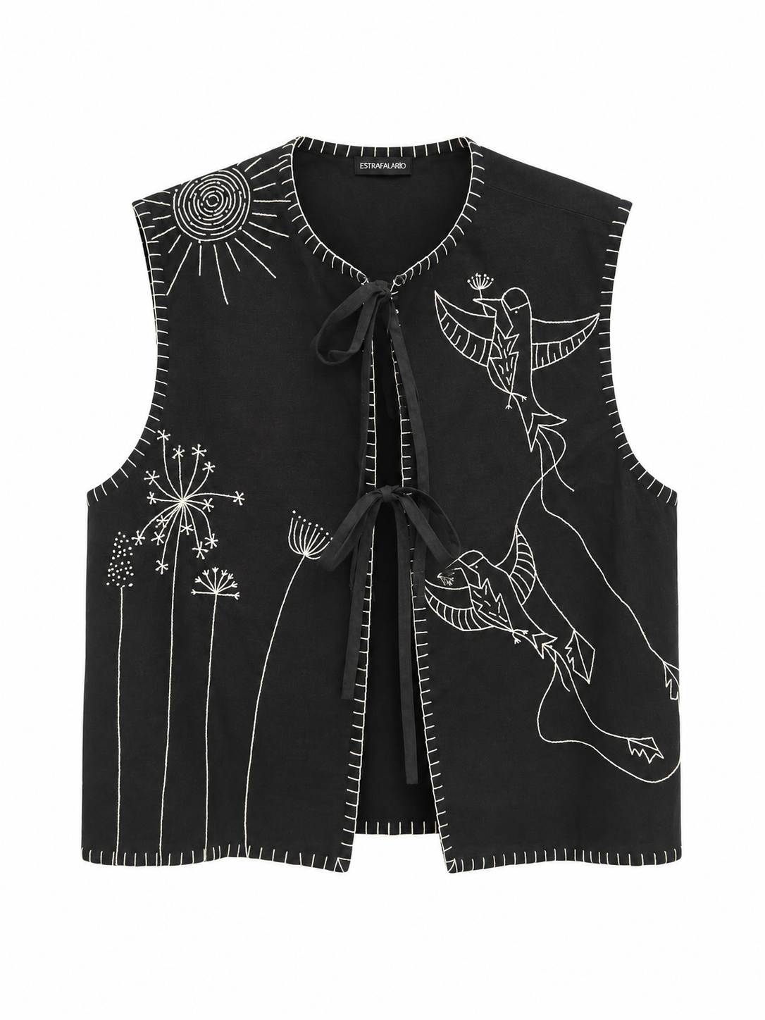 CAMPA BLACK EMBROIDERED VEST SM