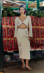 VESTIDO TEJIDO CUTS IVORY