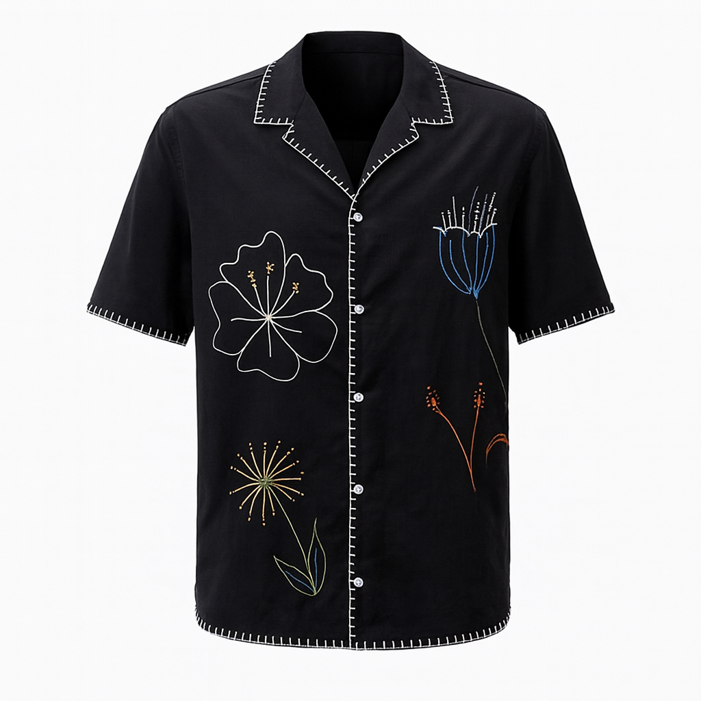 CAMISA MANGA CORTA JARDIN NEGRO