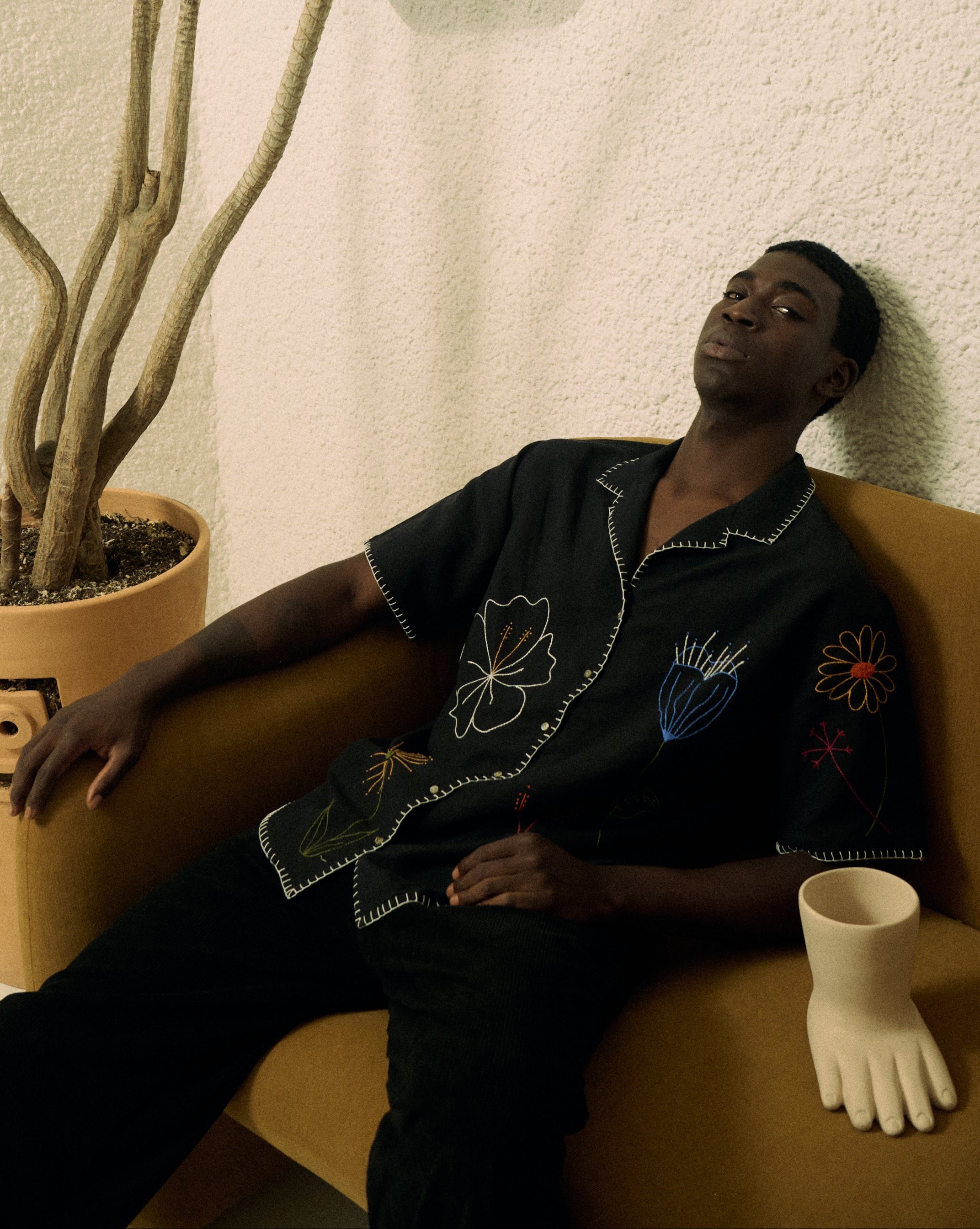 CAMISA MANGA CORTA JARDIN NEGRO